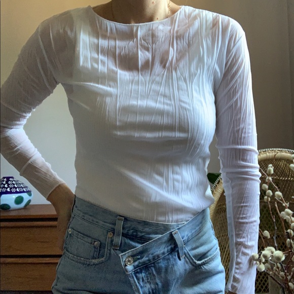 Lea Feux de la Mode Tops - Vintage 90’s Shear Boat Neck Long Sleeve Top SizeS